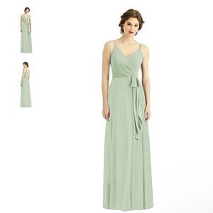 NWT After Six 1511 Kiwi-Y25 Full Length Chiffon Spaghetti Strap